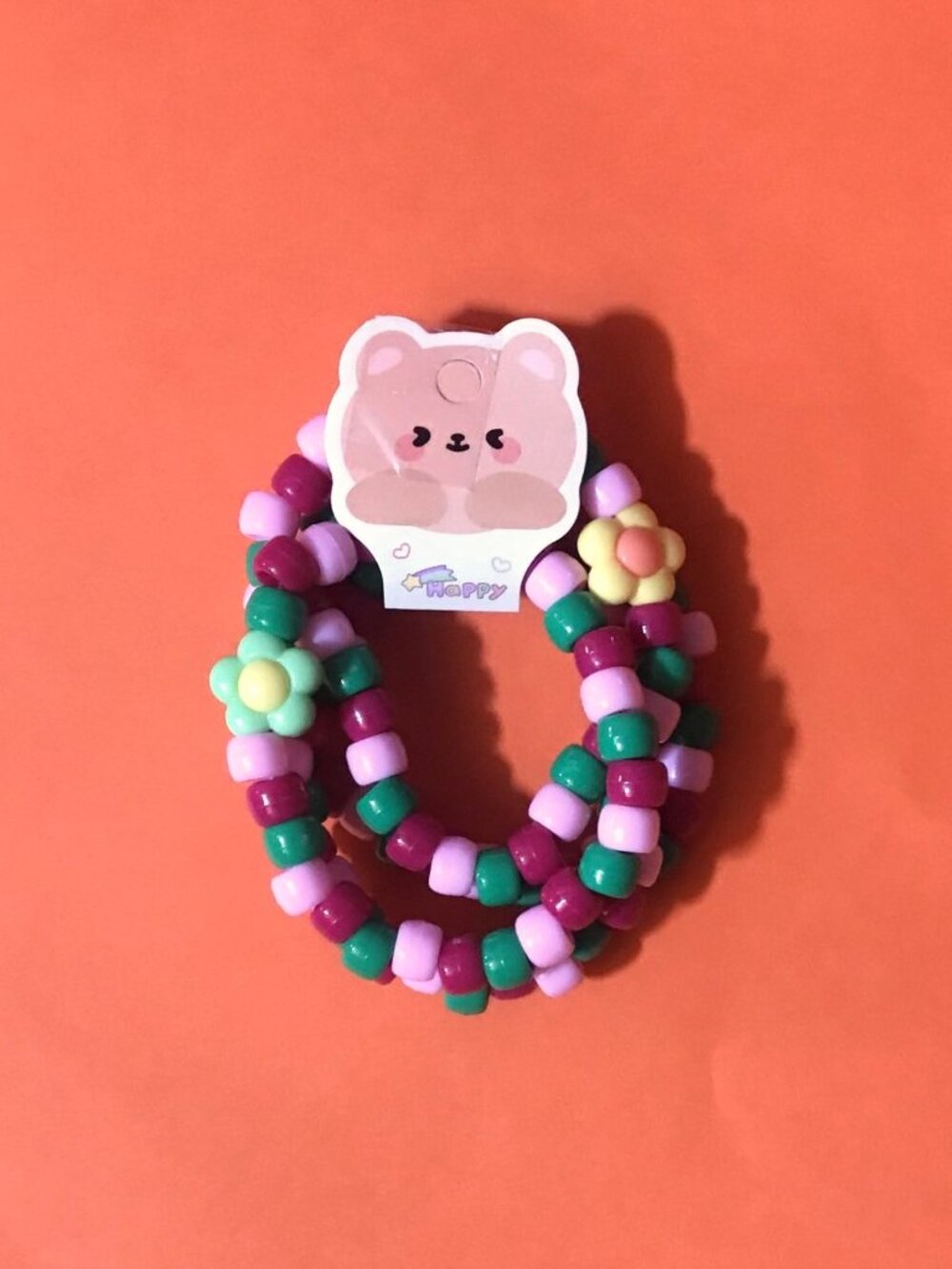 Berry Blossom Set of 4 Handmade Beaded Bracelets - Stackable Jewelry